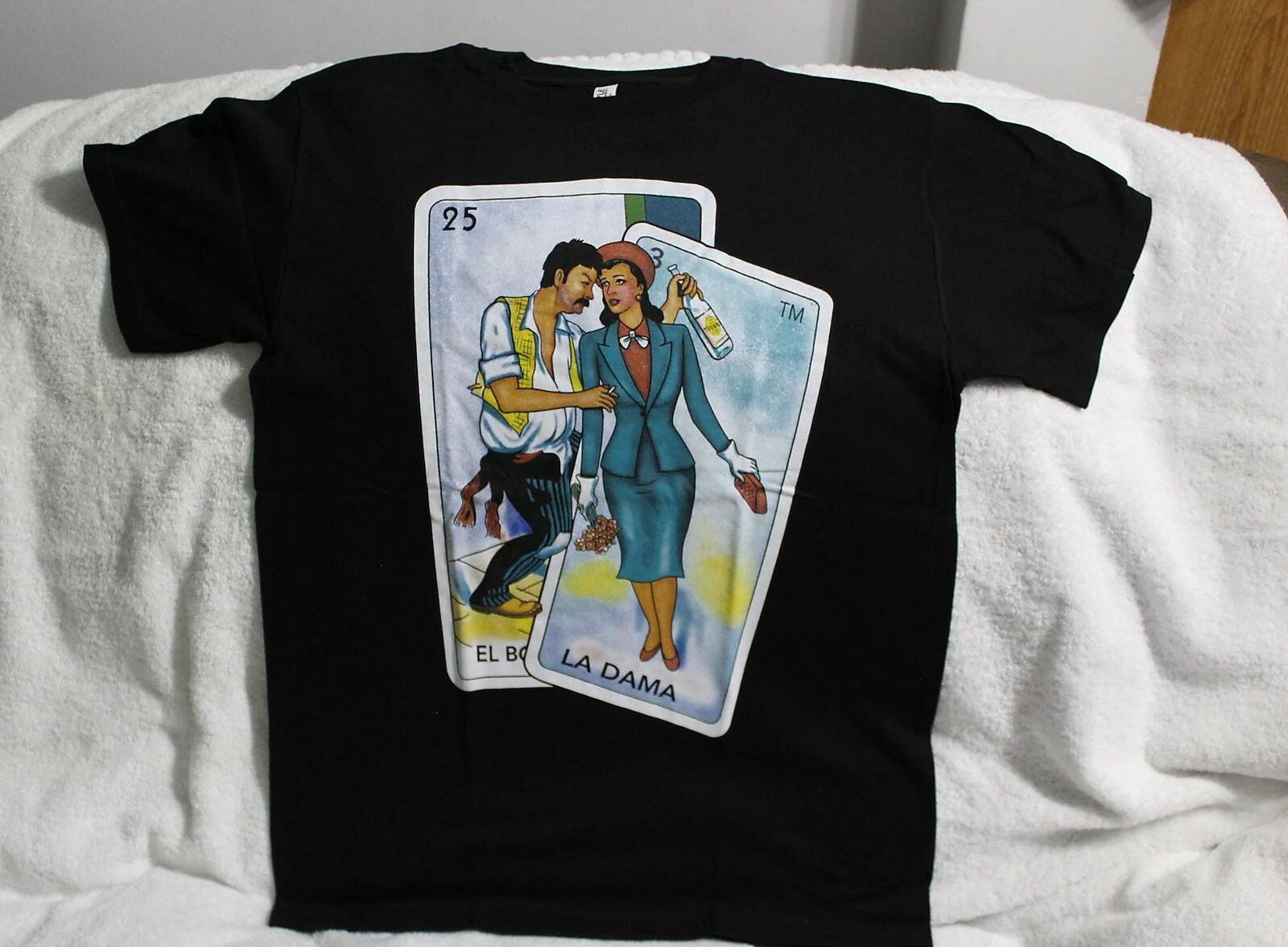 EL BORRACHO LA DAMA LOTERIA LOTTERY MEXICO DRUNK MAN THE LADY T-shirt XL