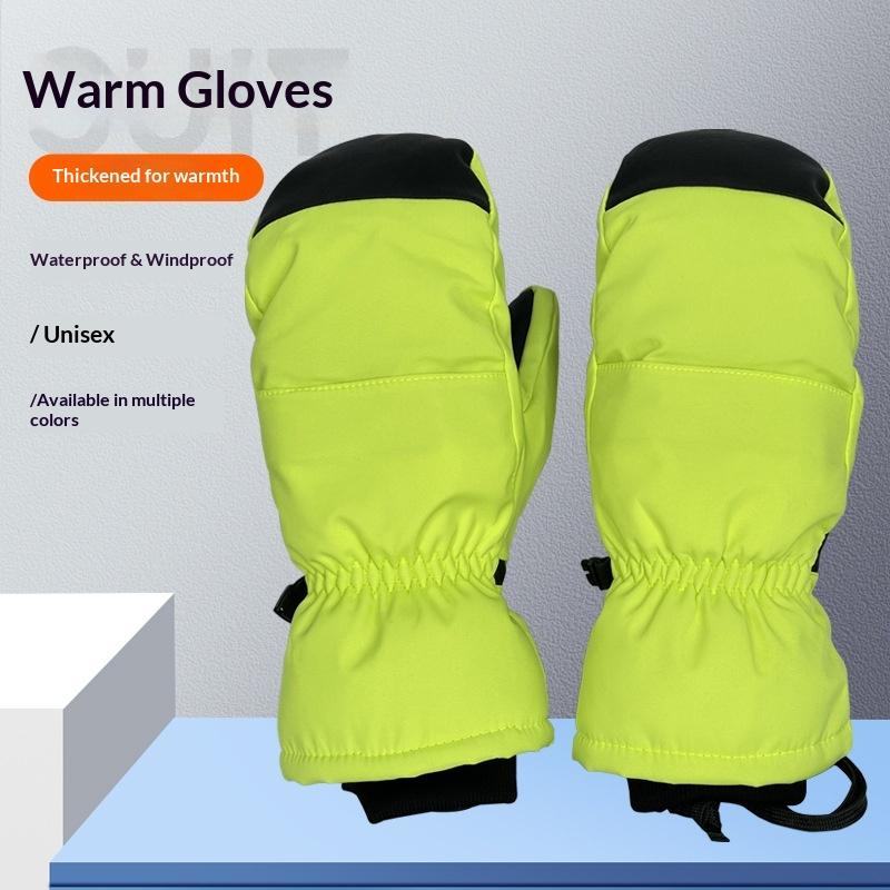 Adult Men's Women's Children's Waterproof Ski Gloves Touch Screen Five-Finger Design Windproof Warm Winter Gloves for Double