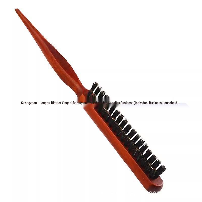 Cross-Border Three-Row Boar Bristle Brush with Nylon Styling Teeth