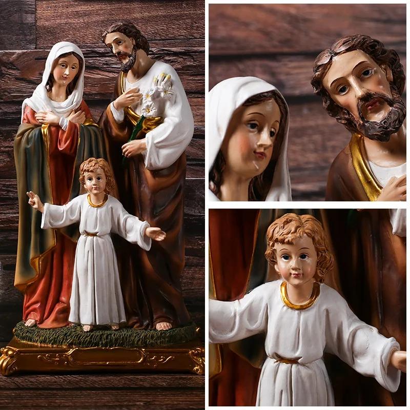 1 Stuks Katholieke Christelijke Jezus Familie Beeldje Hars Beeldje Huisdecoratie Cadeau Decoratieve Beeldjes