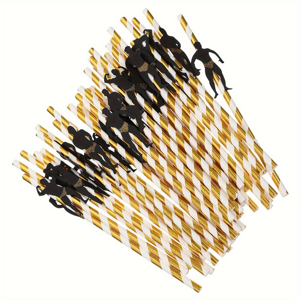 Kraft Paper Straws, Colorful Striped, Perfect For Party Decorations, Desserts, Pastries, Bars, And Drinks. 36 Pieces.
