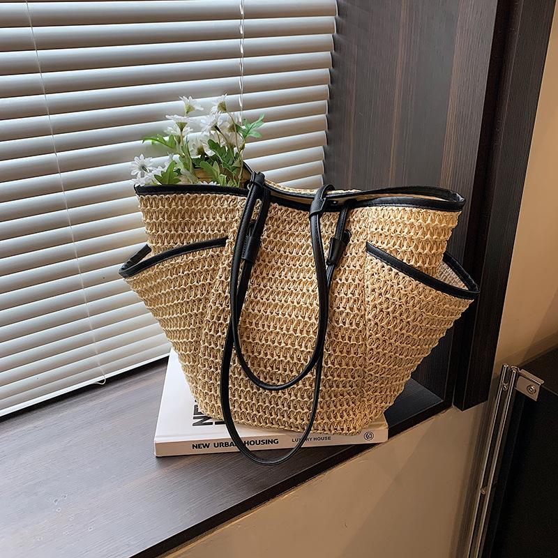 

Сумки Женская Мода Тренд Повседневная Простая Большая Вместимость Сумка Через Плечо 2025 Лето Новая Зарубежный Стиль Женская Сумка-Тоут бежевый