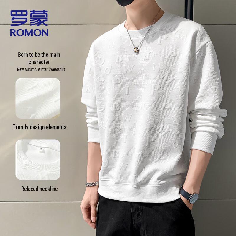 ROMON Men's Warm Loose Crew Neck Sweatshirt
