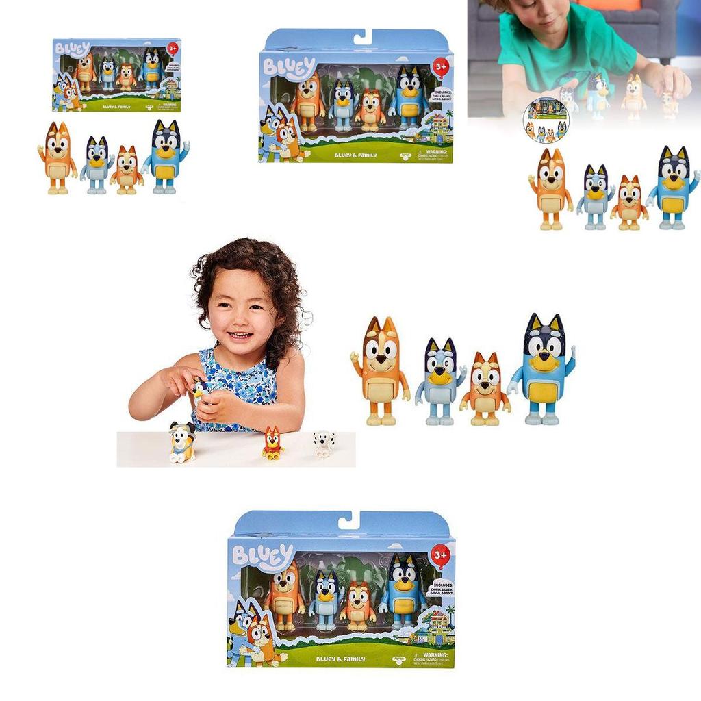 Bluey Familie Bingo Spielzeug 4 Stück Pack Actionfigur Set Perfekte Kindergeschenk Sammlung