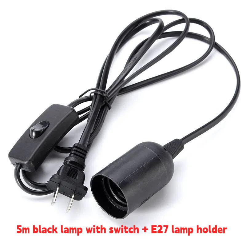 EU Plug1.8m 3m 5m Power Cord Cables E27 Lamp Base Holder With Switch Wire For Crawling pet Brooder Heating Spiral Light Socket