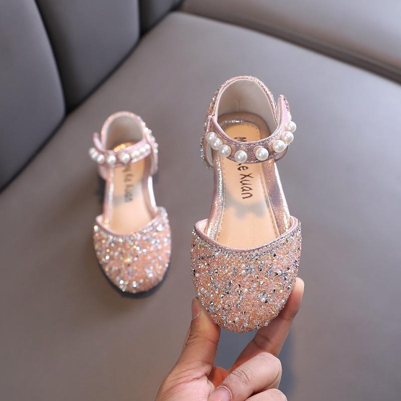 Summer Korean-style New Girls' Princess Single Shoes Leather Shoes Rhinestone Small/medium/large Children's Dance Performance Shoes