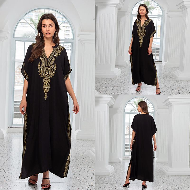 

Хлопковая вышитая длинная юбка, женский пляжный костюм для защиты от солнца, комбинезон, длинный халат и рубашка-накидка One size