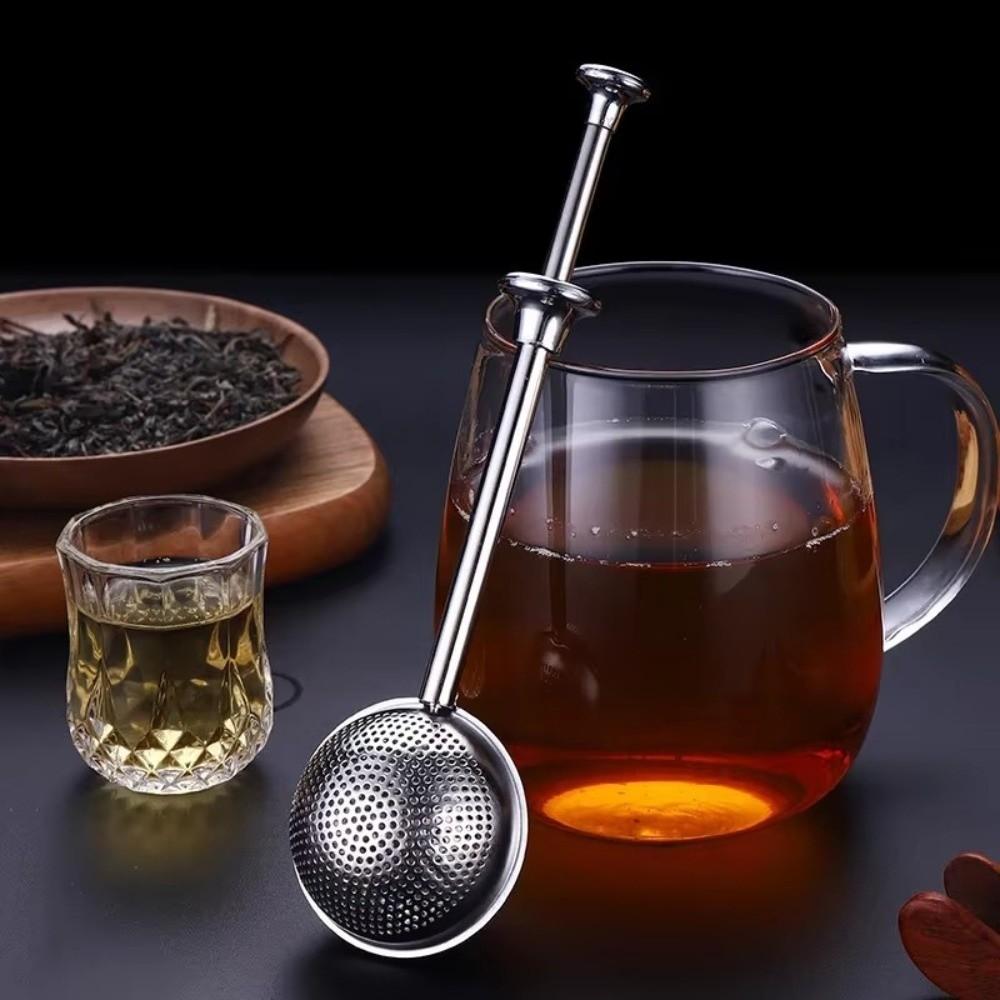 Portable Stainless Steel Tea Strainer Reusable Mesh Filter Tea Filter Long Handle Durable Loose Leaf Tea Steeper Home Office