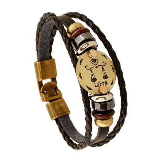 12 Constellations Multi-layer Braided Faux Leather Bracelet Bangle Jewelry Gift