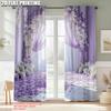 Set Of 2 Curtains Roller Blinds Print Light Purple White Peonies Polyester Without Rod Insulation Room Curtain Thermal