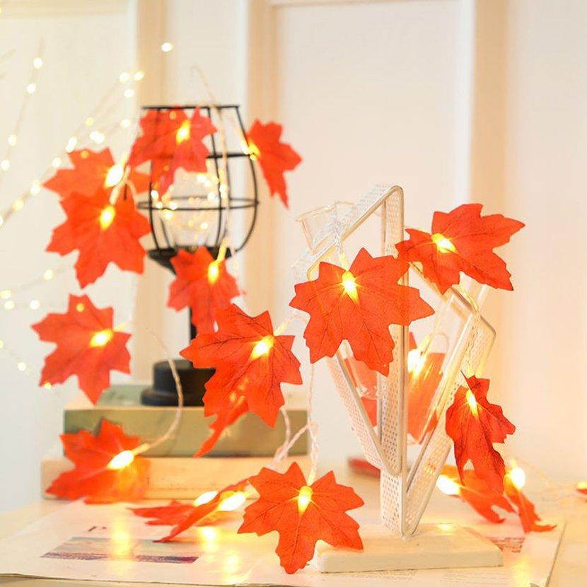 GGXX 2 Meters Artificial Maple Leaves Garland Led Fairy Lights For Christmas
