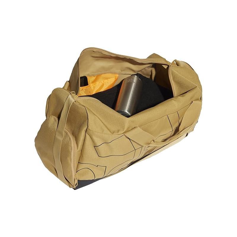 New Adidas Recycled Polyester Luggage Bag, Handbag, Shoulder Bag, Crossbody Bag, Gym Bag Medium Unisex Gold Beige/Black HC7230