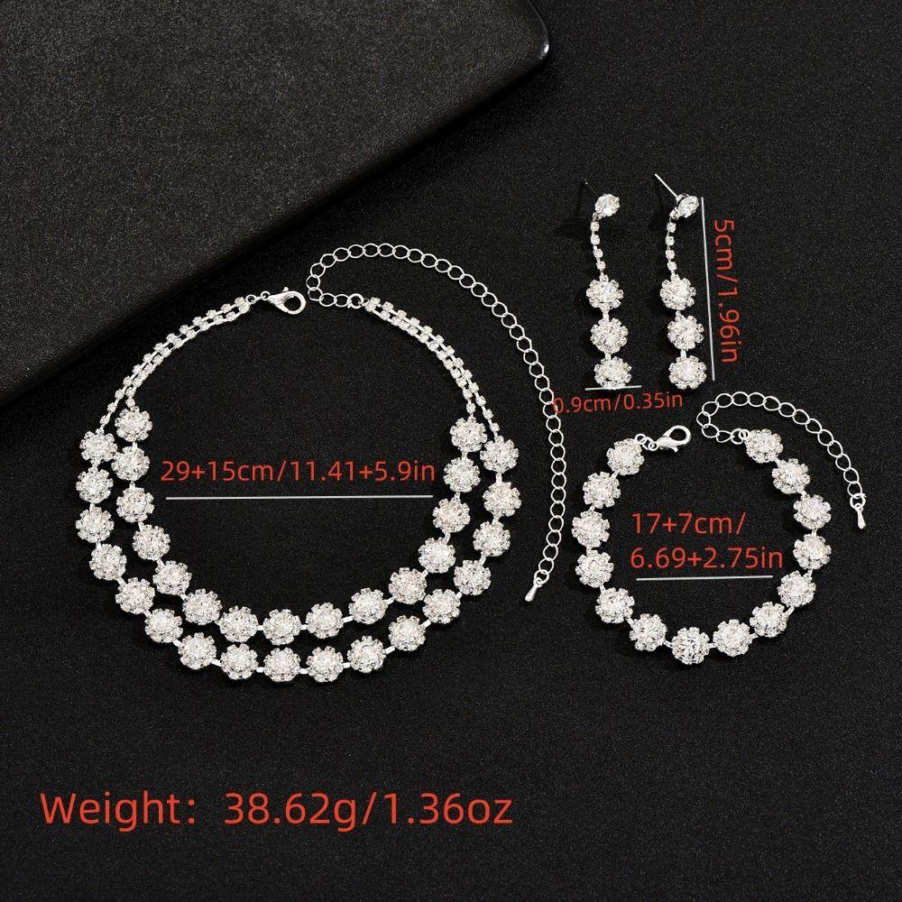 Fashion Shining Jewelry Set Inlay Rhinestone Clavicle Chain Elegant Bracelet  Wedding Engagement