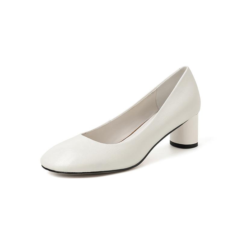 Xiaohong Explosion Recommendation~ Niche Design Commuting Temperament Thick Heel High Heels Candy Color 5cm Leather Single Shoes Women