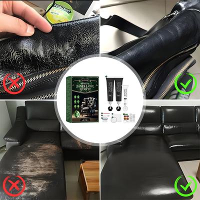Reparaturset für schwarzes Leder, Reparaturset für schwarzes Leder und Vinyl, Reparaturcreme-Set für Autoleder, stellt echtes Kunstleder wieder her