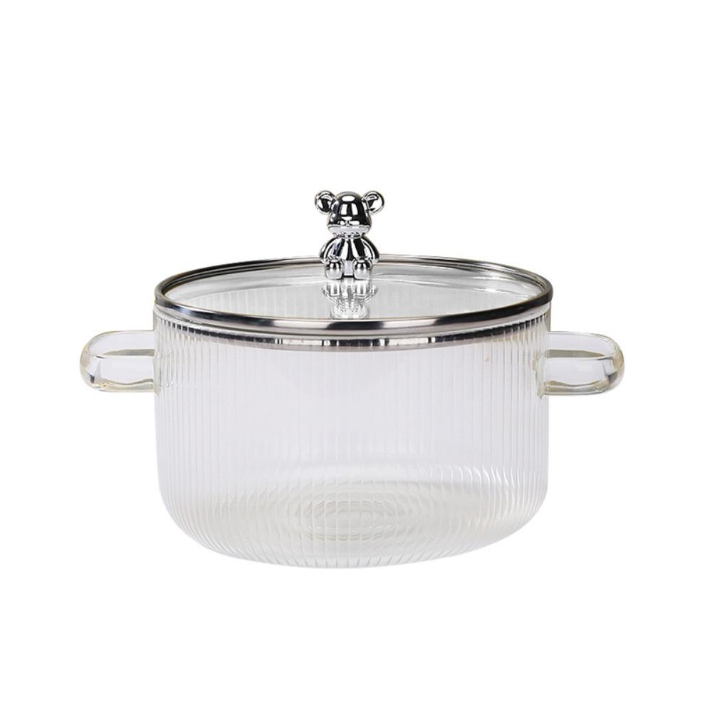 

Transparent Soup Pot Heat Resistant Ramen Bowl Household Bear Glass Saucepan Noodles серебряный