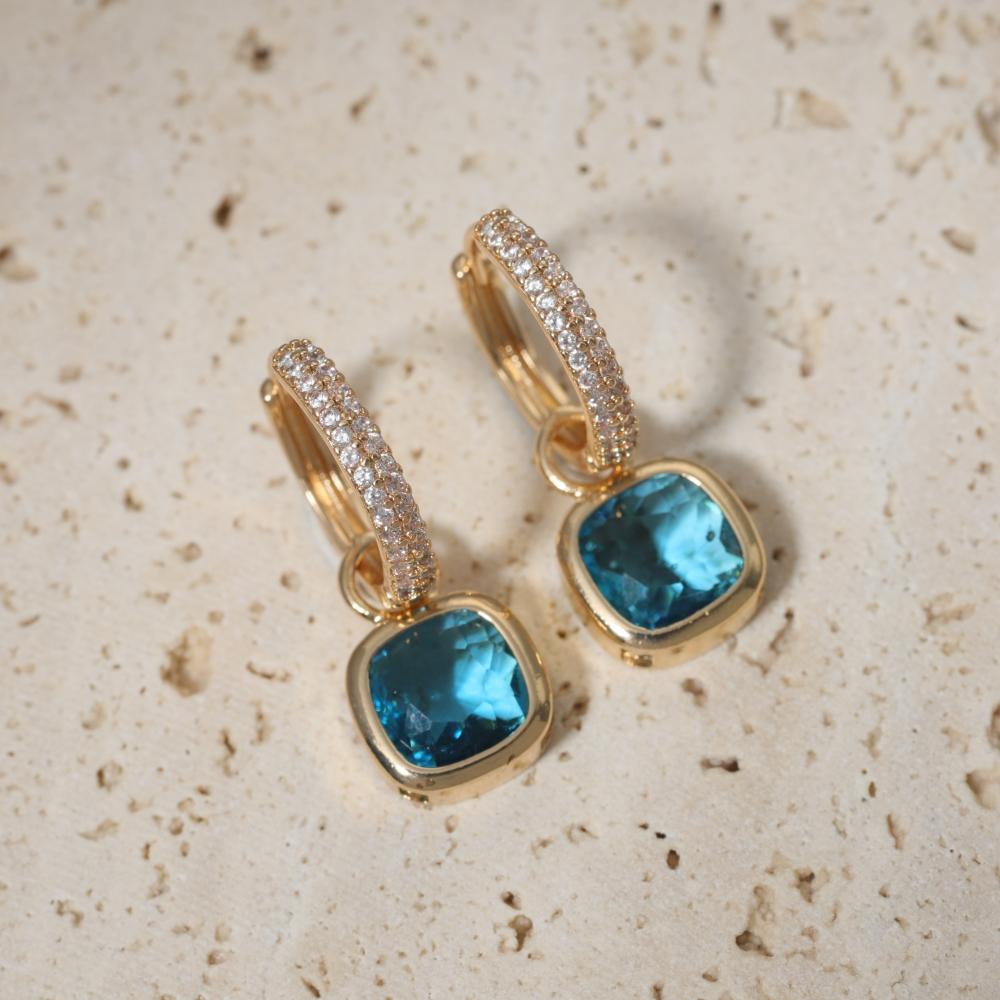 Fashion Square Dangle Earrings for Women Zirconia Earring Jewelry Wedding Party Accessories