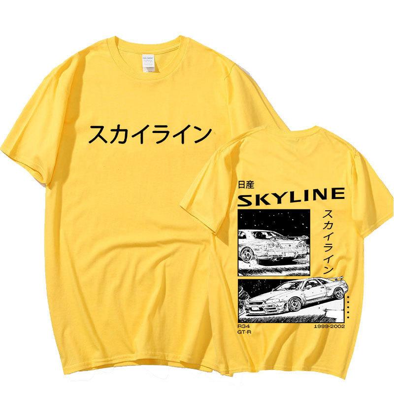 

Аниме Дрифт AE86 Initial D Двусторонняя женская унисекс футболка с круглым вырезом и коротким рукавом XXXL жёлтый