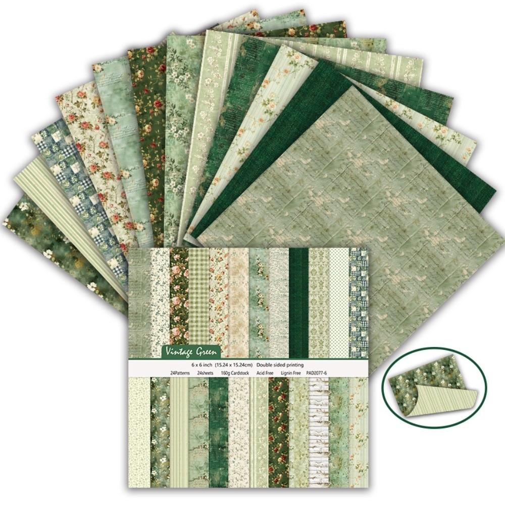 24 Blatt Blumendruck Scrapbook-Papier 6 Zoll Hintergrundpapier Dekoratives Papier Bastelbedarf DIY