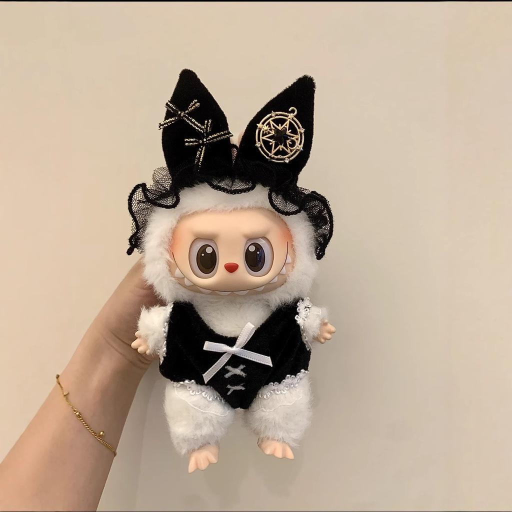 Labubu Doll Clothes Sexy Little Cat Clothing Galsses Accessories 17cm Plush Doll Universal