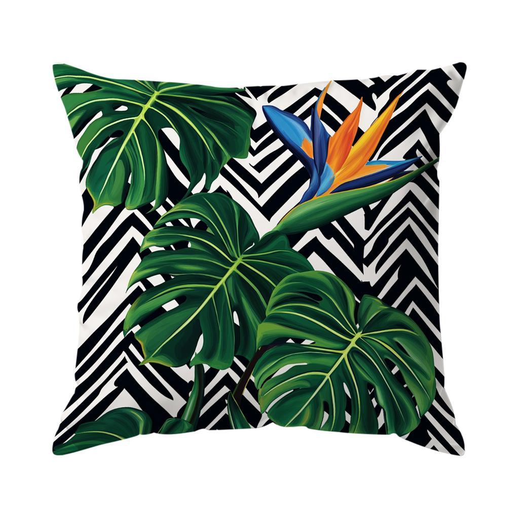 Pcs Tropical Plant Leaves Singlesided Printed Pillowcase Cushion Coversuitable For Living Roombedroomcar Decoration