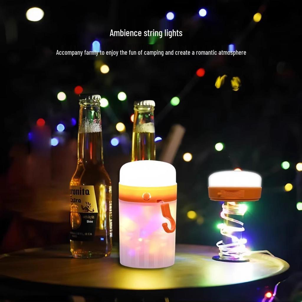 LED Camping Lantern Tent Light & Atmosphere Glow Strip with Measuring Tape Spotlight.