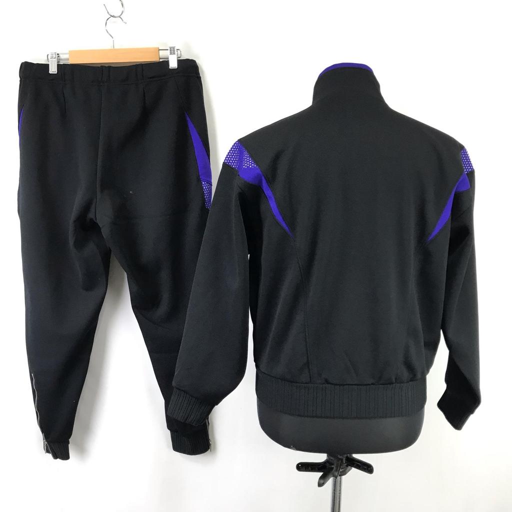 90er Descente adidas Trainingsanzug Herren M 165cm Schwarz Lila Kleeblatt-Logo(GEBRAUCHT)