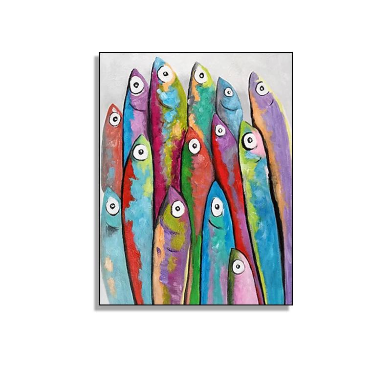 

Абстрактные красочные рыбы и животные, современные современные картины на холсте и принты, настенные художественные HD-изображения для гостиной, дома 40x50cm No Framed