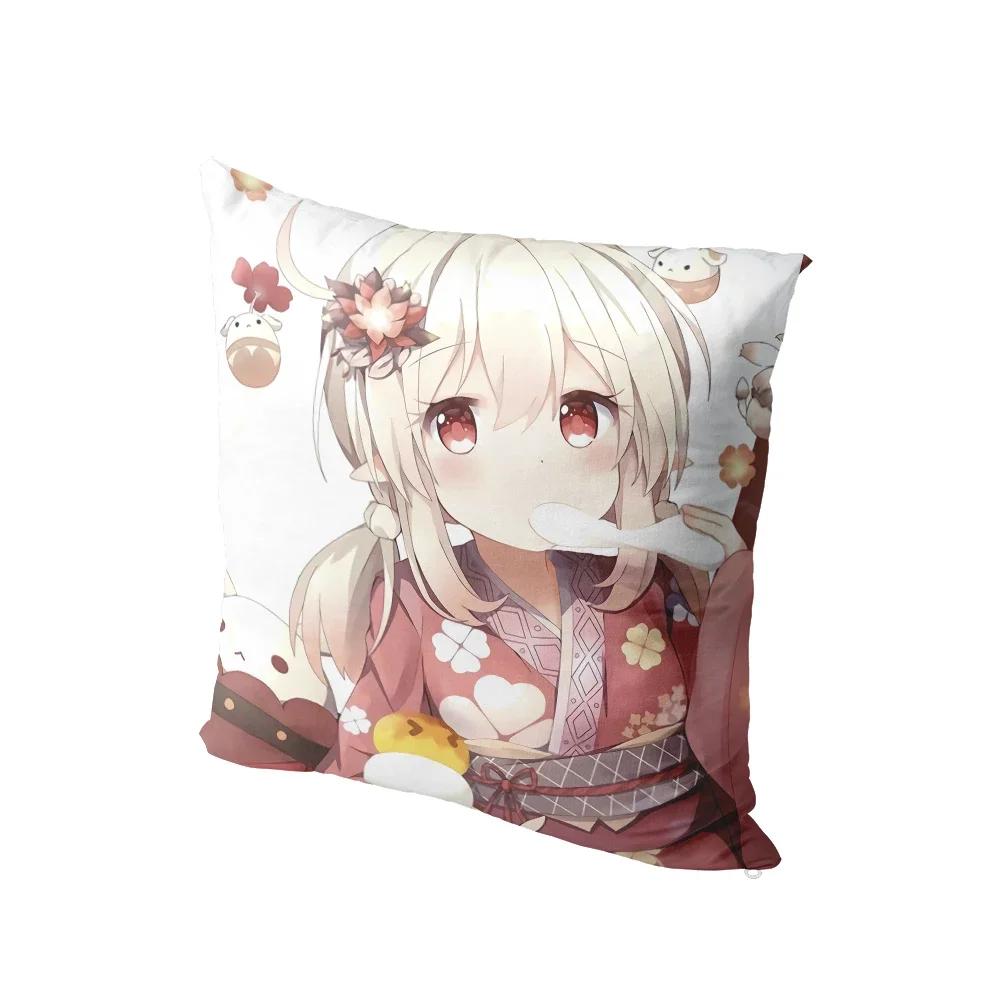 Tvådimensionella Genshin Kuddfodral Sovsal Soffa Sängkant Kuddfodral Tecknad Anime Dekor Tvåriktad Prydnadskudde