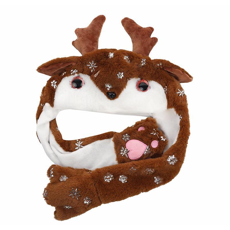 Plush Christmas Hat with Moving Ears - Creative Children's Gift