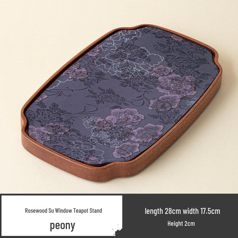 

Rosewood Tea Tray with Peony Design