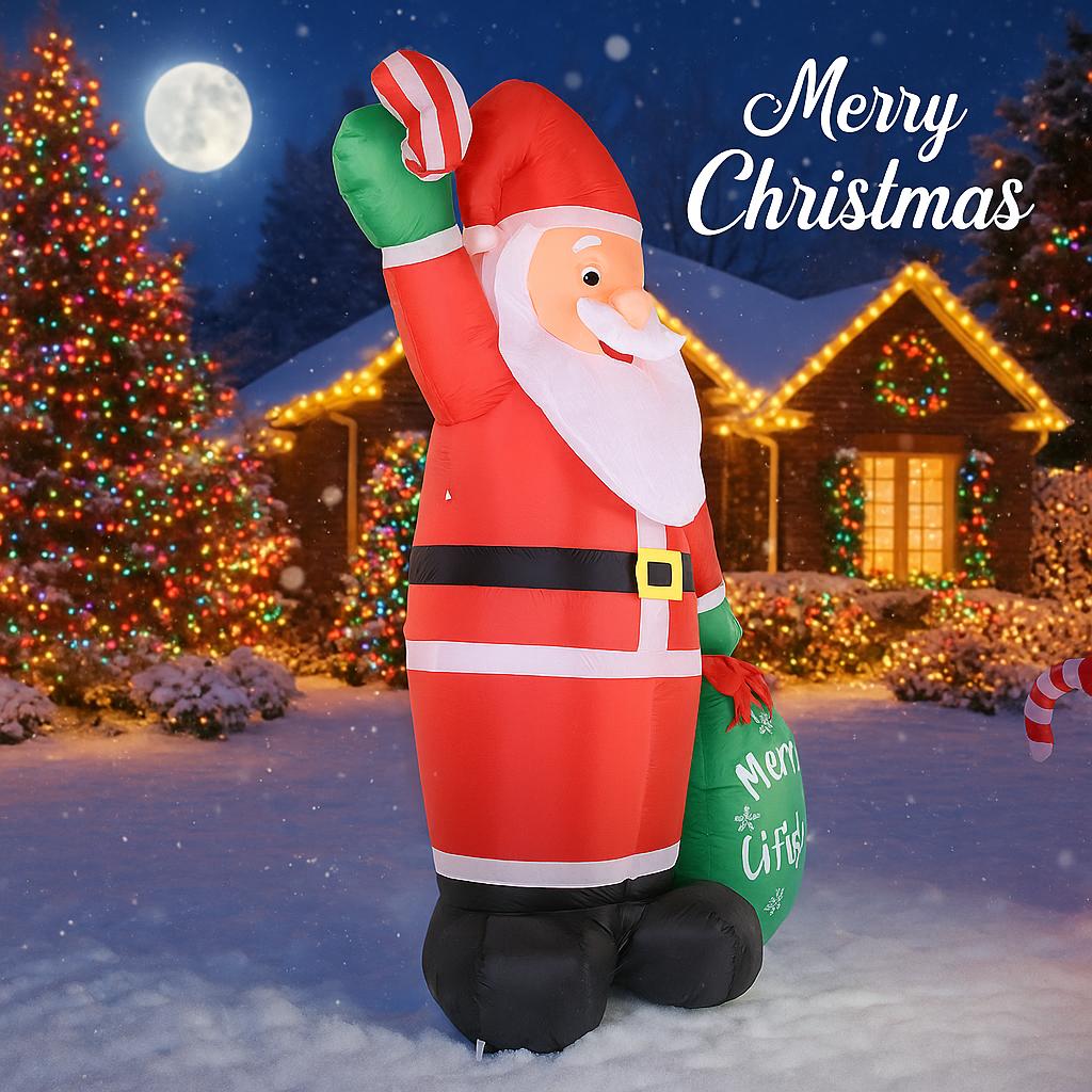 7.87FT Inflatable Toy Santa Claus Gift Bag with LED Lights Xmas Yard Lawn Home Party Decoration Xmas Home Supplies Ornament Gift