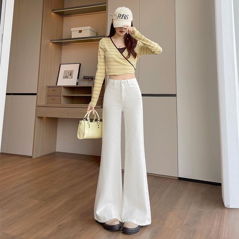 

Spring New Arrival: Women s Spicy Girl Retro Apricot High-Waisted Micro-Flare Jeans – Slimming and Loose Fit with Excellent Drape Extra Large белый