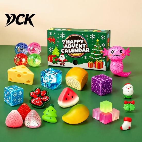 Holiday Countdown Surprise Gifts Squeeze Toys Advent Calendar, Soft Bun Sensory Fidget Toys, Christmas Stocking Stress Relieving for Office
