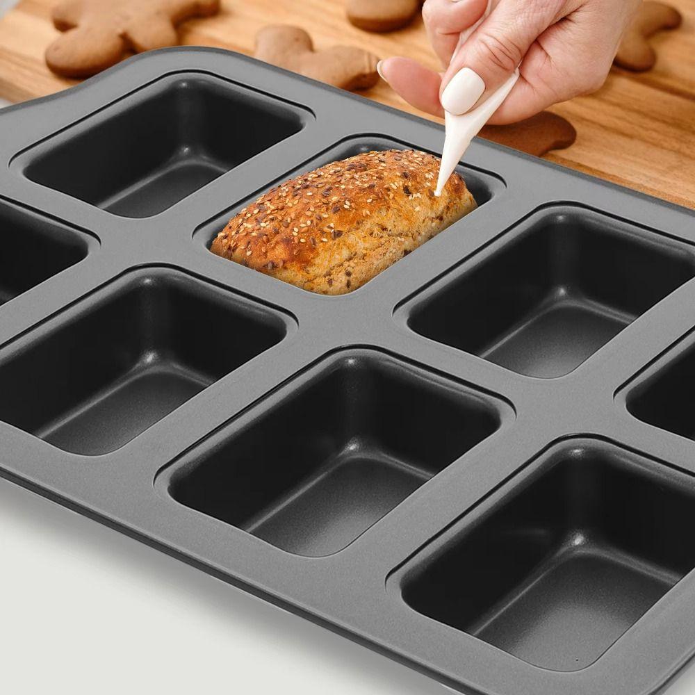 Non-Stick Mini Loaf Brownie Pans 8-Cavity Muffin Dessert Tray Mini Bread Baking Mold  Bakeware