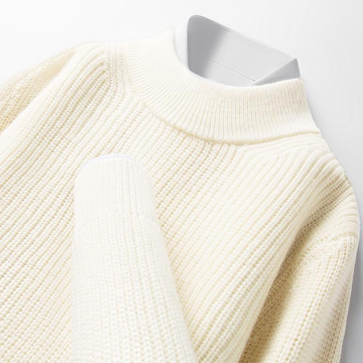 Men s Thickened Ribbed Wool Sweater - Half-High Neck, Super Warm Winter Knitwear 3XL