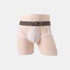 Leopard print men's erotic underwear temperament splicing lace sexy breathable hollow temptation perspective underwear