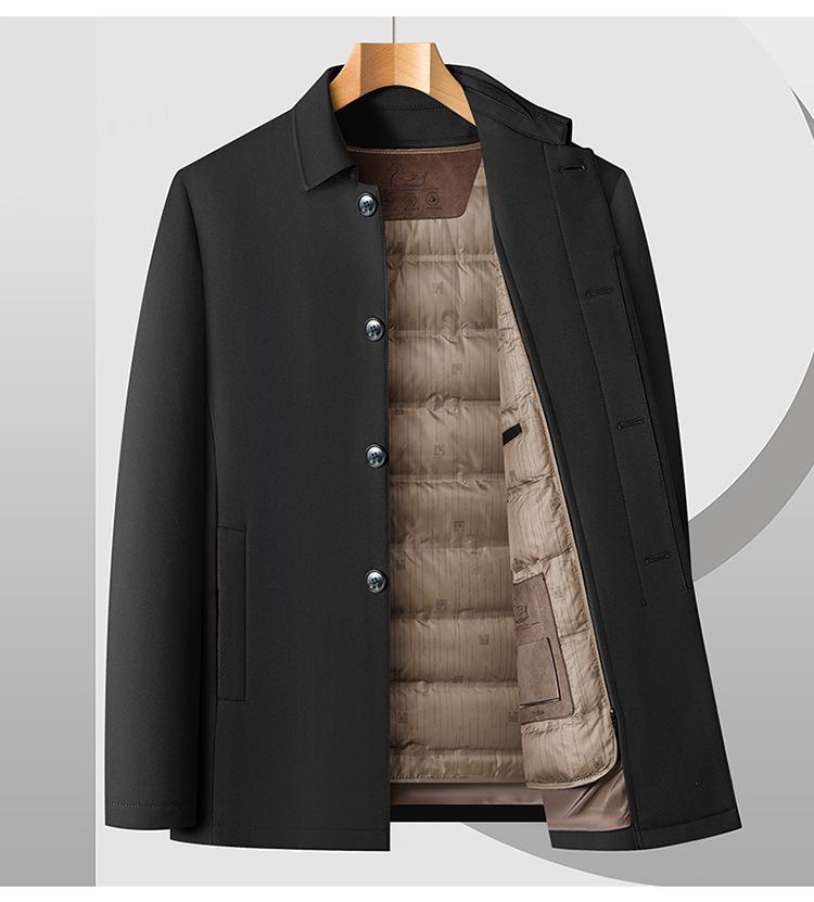 Plus Size Men's Trendy Winter Down Jacket - Thickened Business Mid-Length Coat for Middle-Aged and Elderly Dads