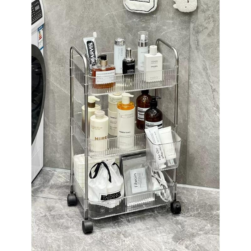 Wheeled 3-Tier Trolley Multi-Tier Storage Shelf for Organized Spa and Salon Settings