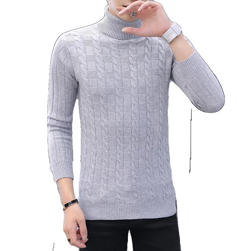 2025 Autumn Men Weave Sweaters Men Warm Turtlenck Knitted Pullover Solid Color Sweater Streetwear Homme Casual Harajuku Sweater