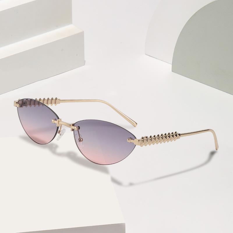 Trendy Unisex Cat Eye Sunglasses with Metal Rivet Legs - Kuaishou Style