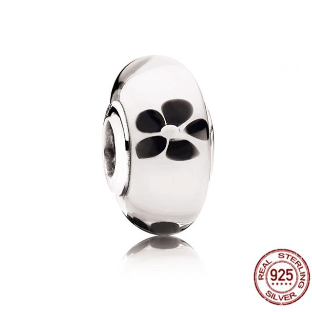 925 Sterling Silver White Red Blue Lucky Four -Leaf Clover Murano Glass Charm Jewelry Bead Fit Sweet Fasion Bracelet