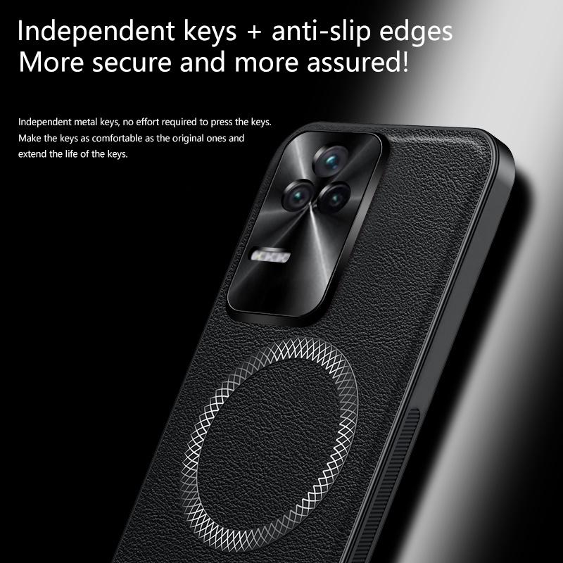 For Redmi K50 and K50 Pro Case Magnetic Elegant Leather Wear-Resistant Lens Fully Covered Non-Slip Grip Edge Cover Shell