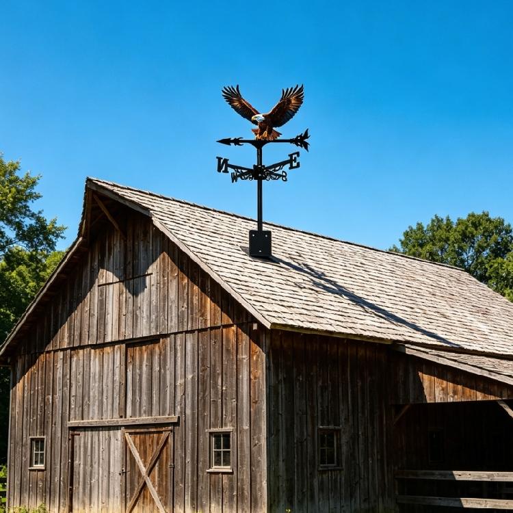 Yard Fence Wind Vane with Bird Shape, Metal Structure and Direction Marker Layout for Garden Display Placement Use