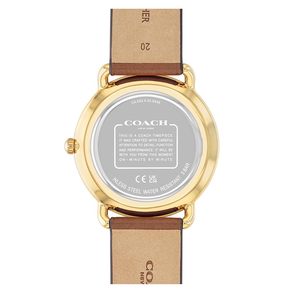 Coach Elliot Gold Brown Leather 14602646 Men's Watch, Dial, Strap, (Official Import)