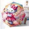 Hello Kitty,Fantasy Scene Automatic Folding Umbrella-Simple 8-Rib Design, Bright Cartoon Pattern, Durable Iron Frame, Suitable For Travel, O