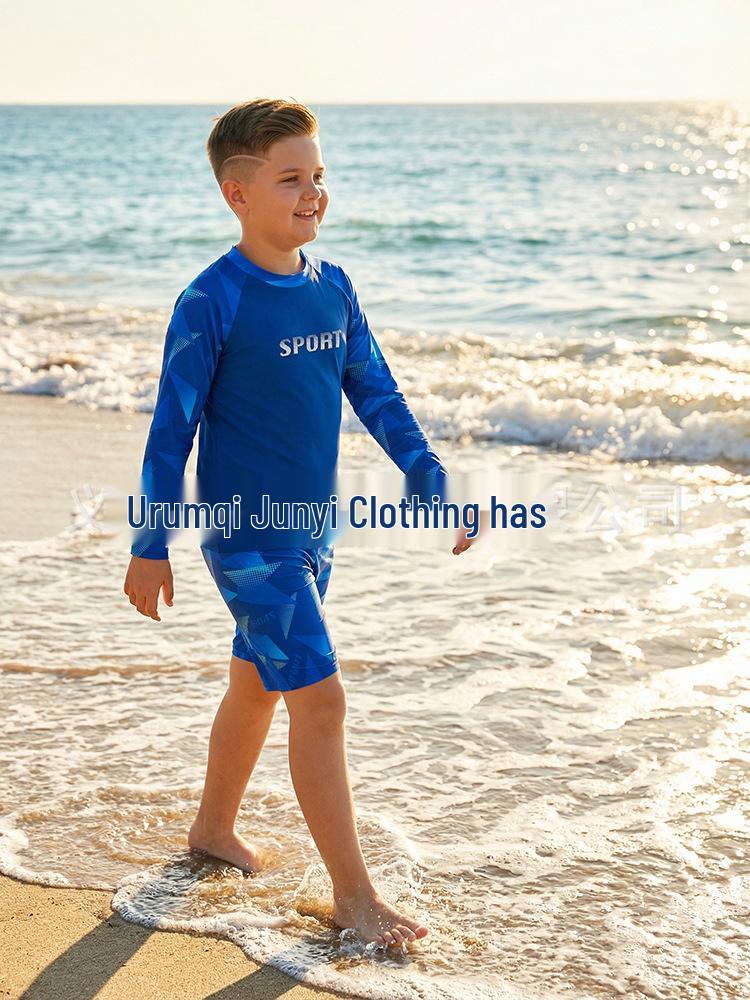 Nuovi Costumi da Bagno a Manica Lunga per Ragazzo: Costume da Bagno Diviso, Asciugatura Rapida e Protezione Solare per Bambini di Mezza Età e Più Grandi