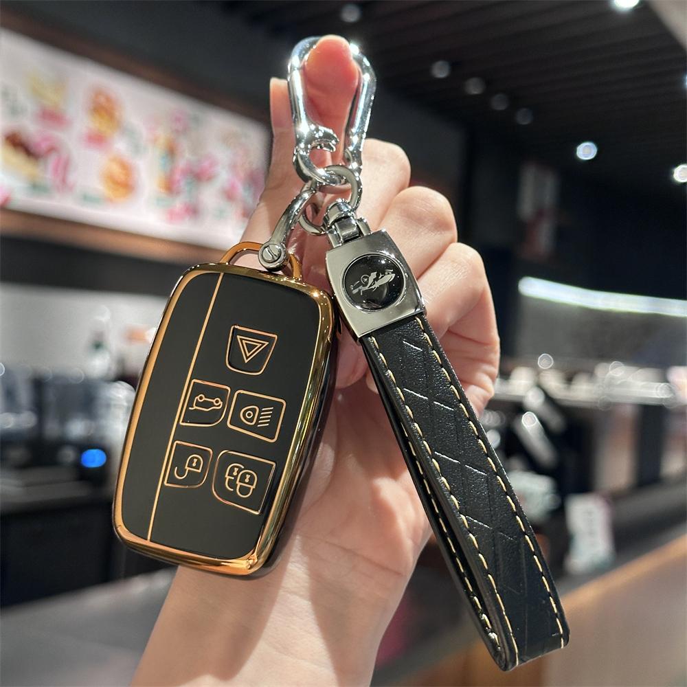 Key Fob Cover with Keychain for Land Rover LR4 Range Rover Sport Evoque Jaguar XF XJ XJL F-pace