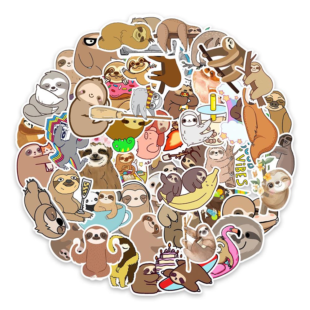 50 Sloth Cartoon Anime Graffiti Sticker Notebook Water Cup Creative Cute Post Paper