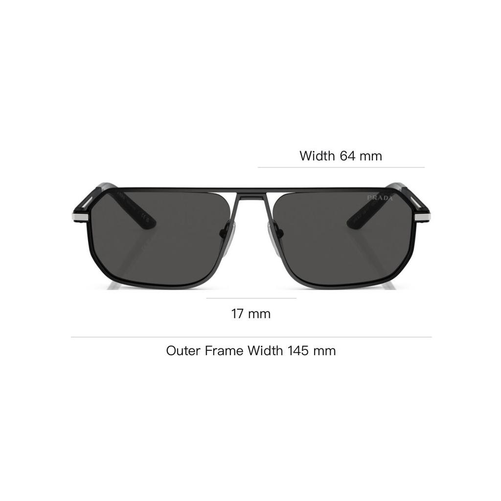 Prada Irregular Shape Sunglasses With Decorative Temples Men Sunglasses Black PRA53S1BO5S0